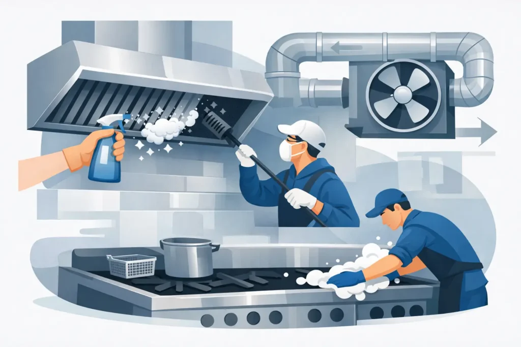 Limpieza campanas y ductos cocina comercial