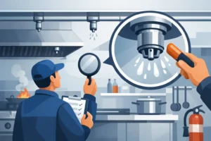 Inspección de boquillas en supresión cocina comercial