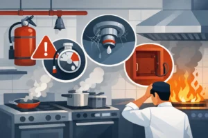 Señales sistema extinción vencido en cocina