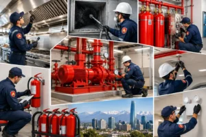 Pruebas de bombas de incendio en Santiago